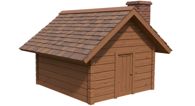 recommend clip art: Isolated Log Cabin with Brick Chimney and Wooden Roof