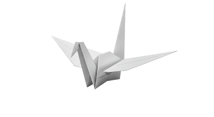 Isolated Origami Paper Crane Floating in a Minimalist Style
