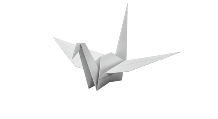 Isolated Origami Paper Crane Floating in a Minimalist Style