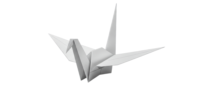 Isolated Origami Paper Crane Floating in a Minimalist Style