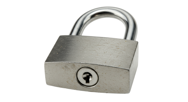 Isolated Silver Padlock with Keyhole for Data Protection Security
