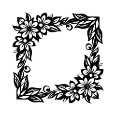 a corner floral frame silhouette for invitations