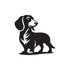 Dachshund Dog Vector Silhouette, Unique Long Body Canine Outline, Pet Lover Clipart, Playful Dog Art for Logos, Stickers, Apparel, Digital Prints, Crafts, and Posters.