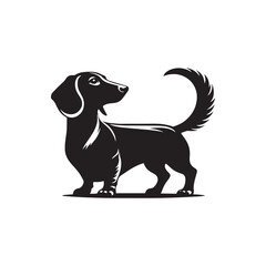 Dachshund Dog Vector Silhouette, Unique Long Body Canine Outline, Pet Lover Clipart, Playful Dog Art for Logos, Stickers, Apparel, Digital Prints, Crafts, and Posters.