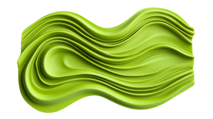 Abstract green wave pattern with flowing fluid, cut out transparent