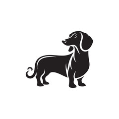 Dachshund Dog Vector Silhouette, Unique Long Body Canine Outline, Pet Lover Clipart, Playful Dog Art for Logos, Stickers, Apparel, Digital Prints, Crafts, and Posters.