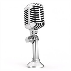 Fototapeta premium Isolated Vintage Microphone in Silver with Timeless Appeal