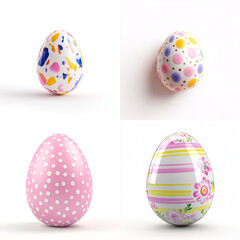 Easter eggs with colorful patterns on a white background
