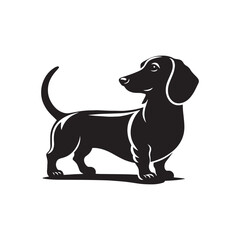 Dachshund Dog Vector Silhouette, Unique Long Body Canine Outline, Pet Lover Clipart, Playful Dog Art for Logos, Stickers, Apparel, Digital Prints, Crafts, and Posters.