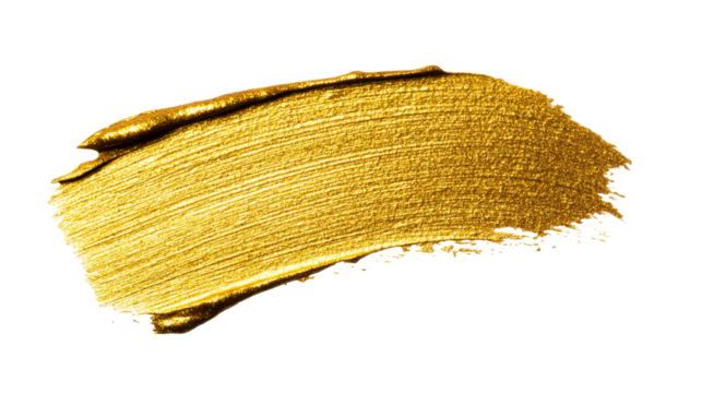 Golden smear with brushstrokes abstract design element, cut out transparent