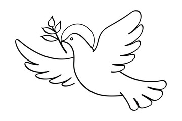 Minimalist Dove With Olive Branch Line Art Symbol Of Peace And Hope