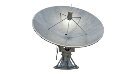 Isolated Silver Satellite Dish Antenna for Telecommunications