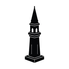 Saint Marks Campanile Silhouette Minimalist Black Design On White Background Simple Tower Architecture