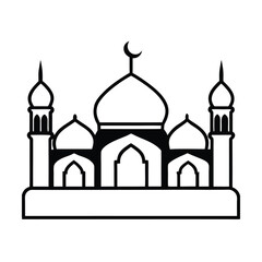 Simple Black And White Mosque Illustration For Islamic Design Concepts And Creative Projects
