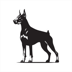 Doberman Pinscher Dog Vector Silhouette, Strong Loyal Canine Outline, Pet Lover Clipart, Elegant Dog Art for Logos, Stickers, Apparel, Digital Prints, Crafts, and Posters.