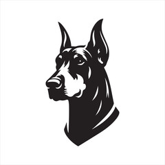 Doberman Pinscher Dog Vector Silhouette, Strong Loyal Canine Outline, Pet Lover Clipart, Elegant Dog Art for Logos, Stickers, Apparel, Digital Prints, Crafts, and Posters.