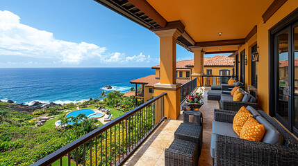 Obraz premium Oceanfront Balcony Luxury Home