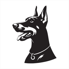 Doberman Pinscher Dog Vector Silhouette, Strong Loyal Canine Outline, Pet Lover Clipart, Elegant Dog Art for Logos, Stickers, Apparel, Digital Prints, Crafts, and Posters.