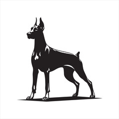 Doberman Pinscher Dog Vector Silhouette, Strong Loyal Canine Outline, Pet Lover Clipart, Elegant Dog Art for Logos, Stickers, Apparel, Digital Prints, Crafts, and Posters.