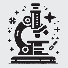 Microscope solid icon. Scientific microscope glyph style pictogram on white background