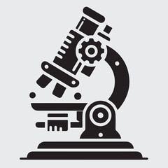 Microscope solid icon. Scientific microscope glyph style pictogram on white background