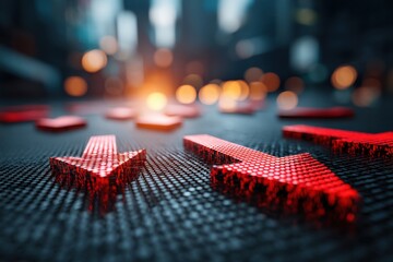 A complex visual of red arrows pointing in different directions, on a textured surface suggesting challenges and opportunities in a dynamic environment, with bokeh background.