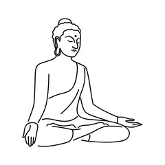 Meditating Buddha In Lotus Position Minimalist Outline Vector Illustration