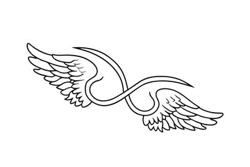 Elegant Black And White Wings Design Ornamentation Vector Graphic Illustration