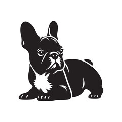 French Bulldog Dog Vector Silhouette, Adorable Canine Outline, Playful Pet Lover Clipart, Cute Dog Art for Logos, Stickers, Apparel, Digital Prints, Crafts, and Posters.