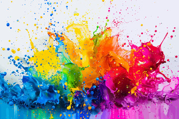 multi colored paint splashes bright colors. illustration.