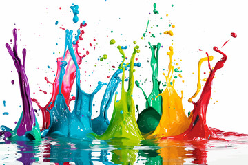 multi colored paint splashes bright colors. illustration.