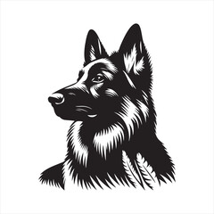 German Shepherd Dog Vector Silhouette, Strong Loyal Canine Outline, Intelligent Working Dog Art, Pet Lover Clipart for Logos, Stickers, Apparel, Digital Prints, Crafts, and Posters.