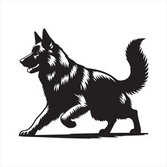 German Shepherd Dog Vector Silhouette, Strong Loyal Canine Outline, Intelligent Working Dog Art, Pet Lover Clipart for Logos, Stickers, Apparel, Digital Prints, Crafts, and Posters.