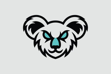 Vector esports logotype koala on white background, logo koala, icon koala, sticker koala, symbol koala, emblem koala.