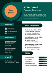 Green and White Modern Graphic Designer Resume - 1