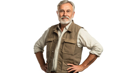Fototapeta premium Confident farm owner showcasing skills in rural landscape gigapixel quality portrait vibrant farming environment