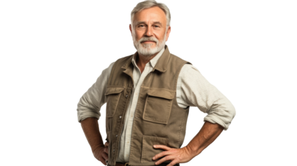 Confident farm owner showcasing skills in rural landscape gigapixel quality portrait vibrant farming environment