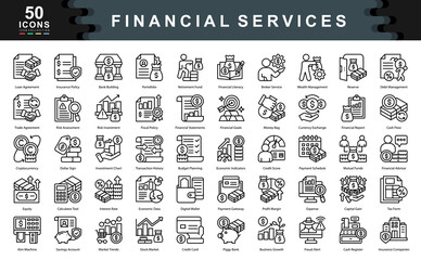 Financial Services icon collection set. Simple line vector illustration.