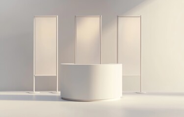 Minimalist reception area with blank signage