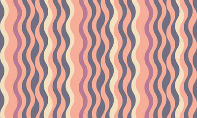Abstract wavy stripes pattern in muted pastel tones.  Perfect for backgrounds, textiles, or website designs.  Evokes a sense of calm and retro style.