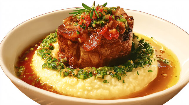Classic Italian osso buco, served with gremolata and risotto.  