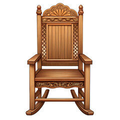 Wooden rocking chair isolated on transparent background
