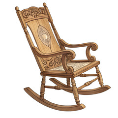 Wooden rocking chair isolated on transparent background