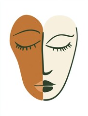 Abstract artwork explores contrasts of skin tones and facial features