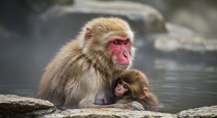 mother and baby baboon