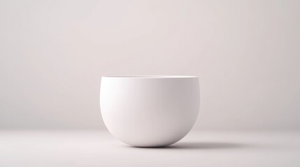 White Ceramic Bowl Minimalist Design High-resolution Studio Lighting Centered Front View Smooth Surface Display Neutral Background Pure White Tones Product Photography