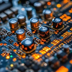 Fototapeta premium Close-up of electronic circuit board with components