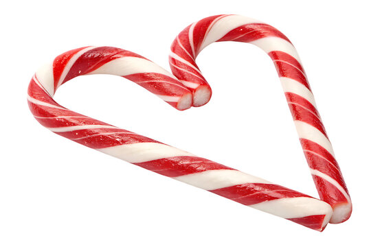 Heart shaped candy canes for christmas holiday on transparent background - Powered by Adobe