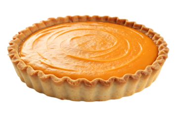 Delicious homemade pumpkin pie for thanksgiving or holiday dessert on transparent background