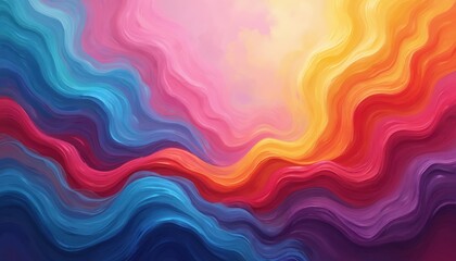 Obraz premium Abstract illustration with flowing colorful waves, represents Pride Month, community, love, diversity, acceptance. Vibrant rainbow colors symbolize LGBTQ rights. Creative design, ideal for posters,